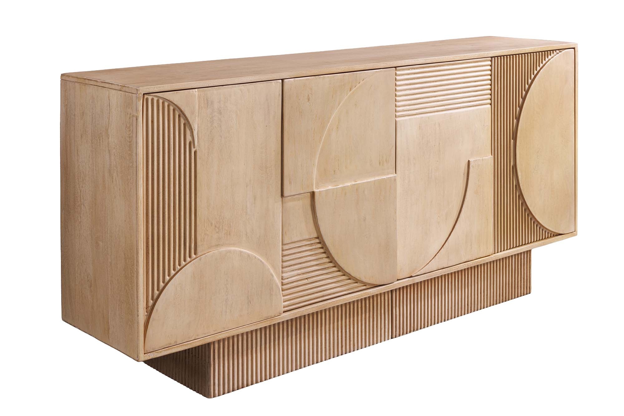 Dressoir ART DECO 170 cm 3D mangohout naturel wit - 46800