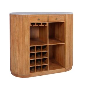 Bartafel TRES CHIC 120cm mangohout naturel met wit marmeren blad - 47023