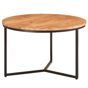 salontafel 60x60x38 cm acacia massief hout / metalen design salontafel rond | Salontafel massief salontafel | Kleine tafel woonkamer - WL6.368