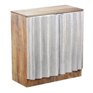 Dressoir ZALVERO 75cm mangowood aluminium voorkant natural silver - 45842