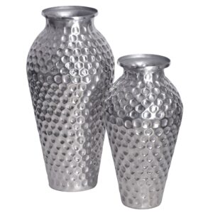 Vaas zilver aluminium amphora set 2 - WL7.178