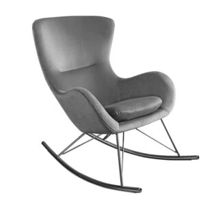 Schommelstoel SCANDINAVIA SWING, fluweelgrijs, chromen poten - 43141