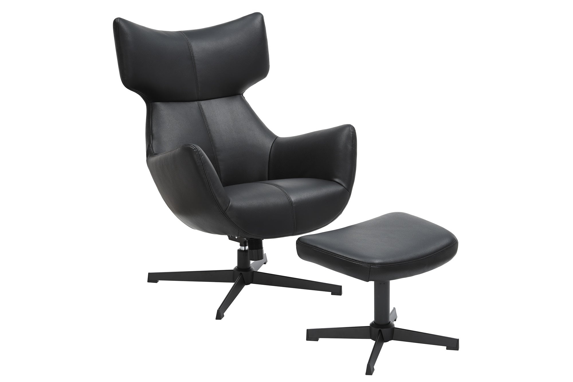 Fauteuil VOGUE 360° draaibaar, kunstleer, zwart, met zwart metalen frame - 47718