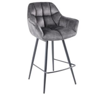 Barstoel PAPILLON 106 cm, 180° draaibaar, fluweelgrijs - 43883