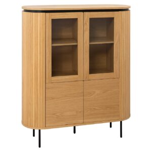 Highboard ATELIER 140 cm, naturel eikenhoutlook met zwarte poten - 47454