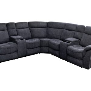 Cinema fauteuil HOLLYWOOD 5-zits met gestructureerde stof, donkergrijs - 47588
