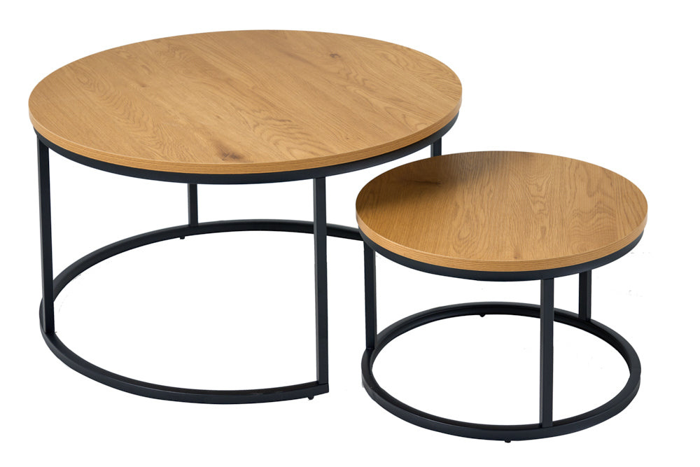 Salontafel ELEGANCE 80 cm, set van 2, met een look van wild eikenhout - 43642