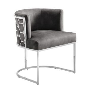 Stoel ELEGANCE fluweelgrijs met zilverkleurig roestvrijstalen frame - 47501