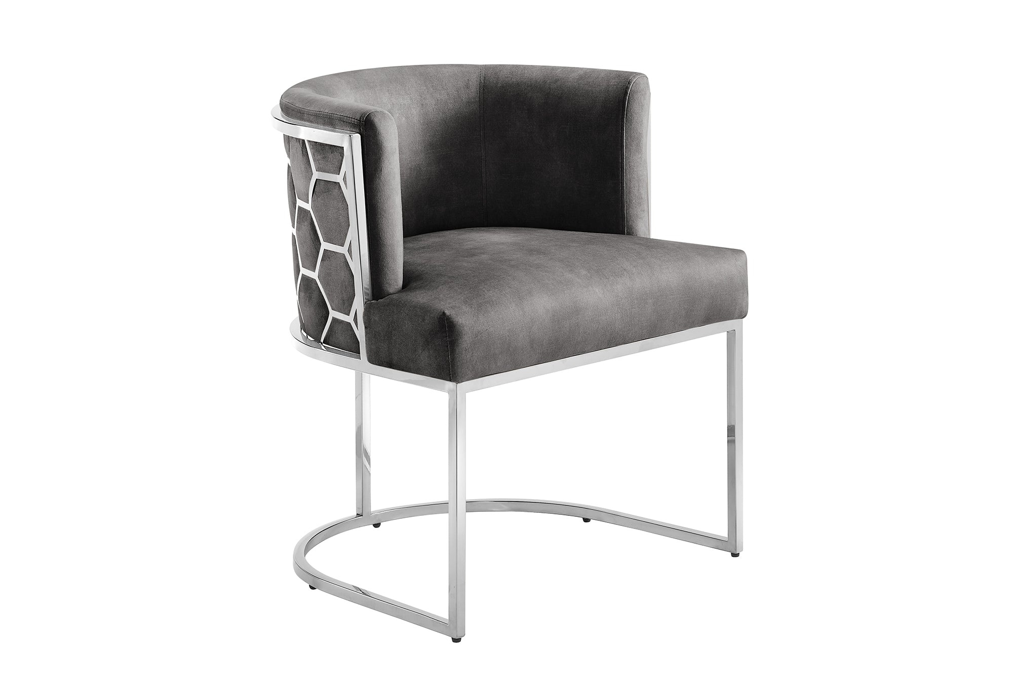 Stoel ELEGANCE fluweelgrijs met zilverkleurig roestvrijstalen frame - 47501