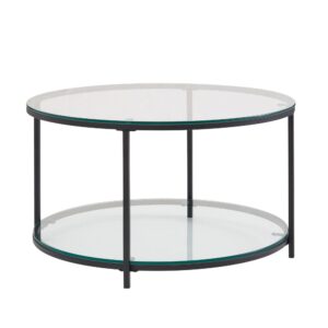 Salontafel glas en metaal rond 80 cm - WL6.610