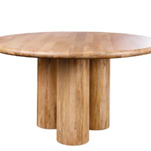Eettafel ART DECO Ø 140cm rond, massief natuurlijk mangohout - 47605