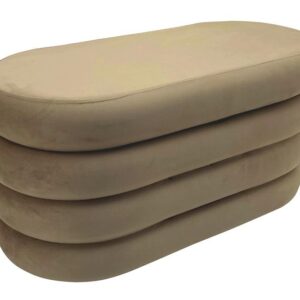 Bankje met opbergruimte VOGUE 85cm ovaal bekleed fluweel champagne - 48924
