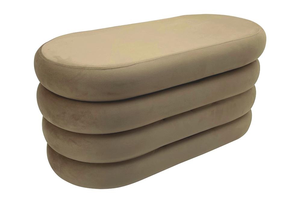 Bankje met opbergruimte VOGUE 85cm ovaal bekleed fluweel champagne - 48924