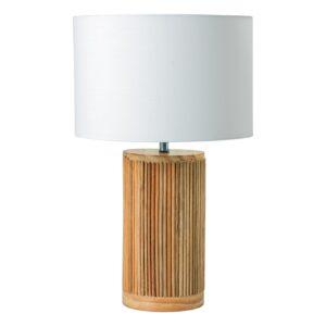 Tafellamp GATSBY 50 cm met lampenkap van wilgen- en grenenhout in naturel wit. - 44496