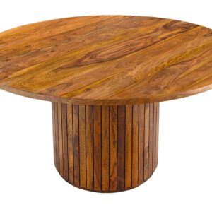 Eettafel TRES CHIC Ø 140 cm rond sheeshamhout bruine steenafwerking - 48201