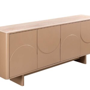 Dressoir SAVOY 180 cm 3D naturel met travertijnmarmeren keramisch blad - 47796