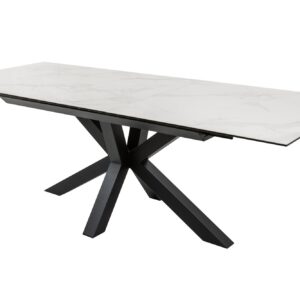 Eettafel ETERNITY 180-225 cm marmerlook keramiek met gehard glas - 6541218