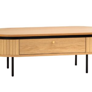 Salontafel ATELIER 120 cm, natuurlijke eikenhoutlook met zwarte poten - 47457