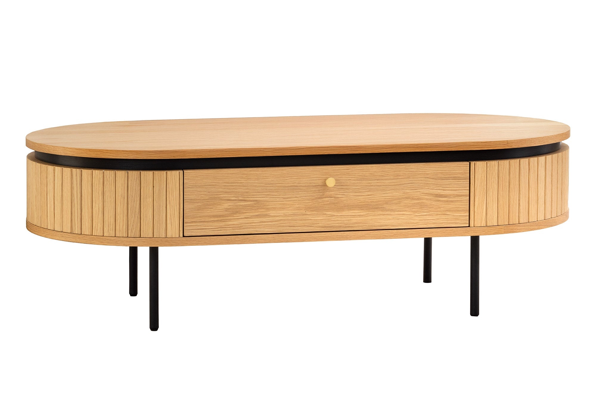 Salontafel ATELIER 120 cm, natuurlijke eikenhoutlook met zwarte poten - 47457