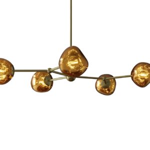 Hanglamp LIQUID DIAMOND met 5 glazen lampenkappen in goud - 46020