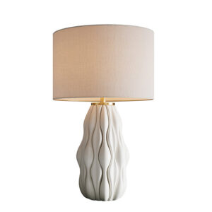 Tafellamp ELEGANCIA 65 cm witte lampenkap keramiek wit goudkleurig - 46011