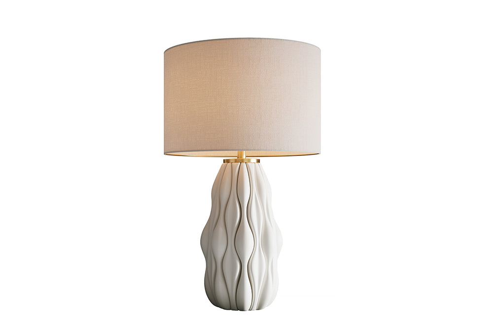 Tafellamp ELEGANCIA 65 cm witte lampenkap keramiek wit goudkleurig - 46011
