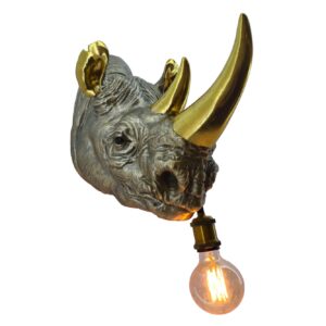 Wandlamp RHINO 40 cm handgemaakte gouden neushoornsculptuur - 48004