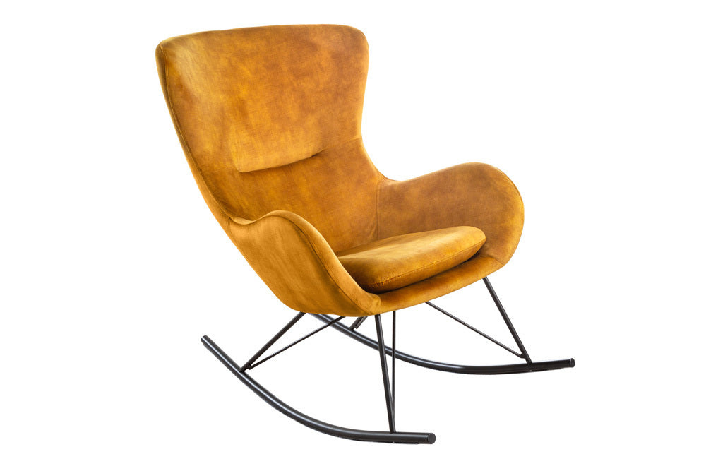 Schommelstoel SCANDINAVIA SWING fluweel mosterdgeel - 43143