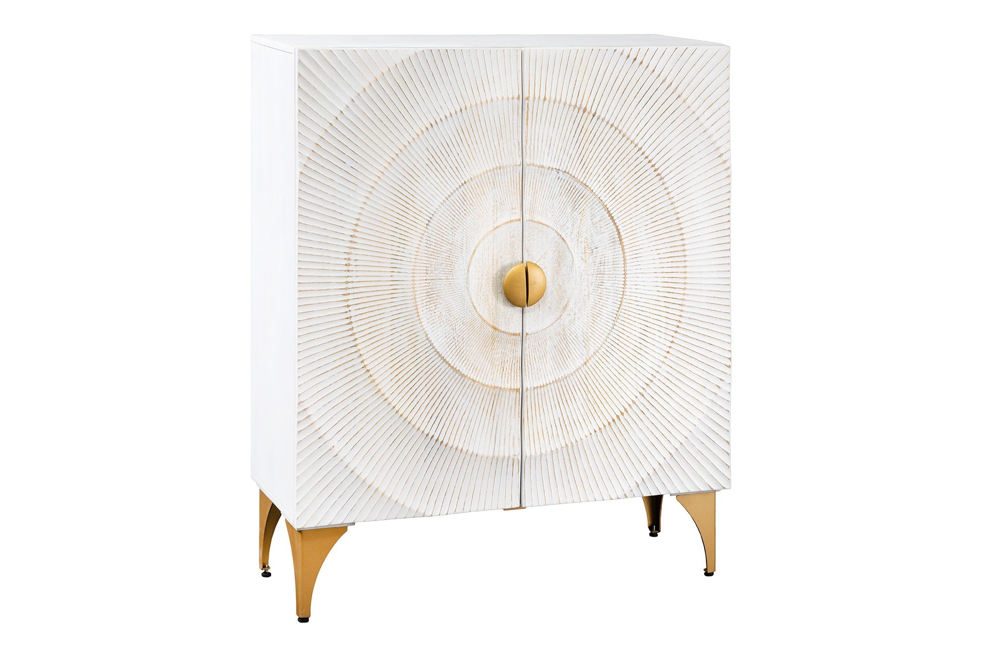 Highboard GOLDEN SUNSET 120cm 3D mangohout witgoud handgemaakt - 48108