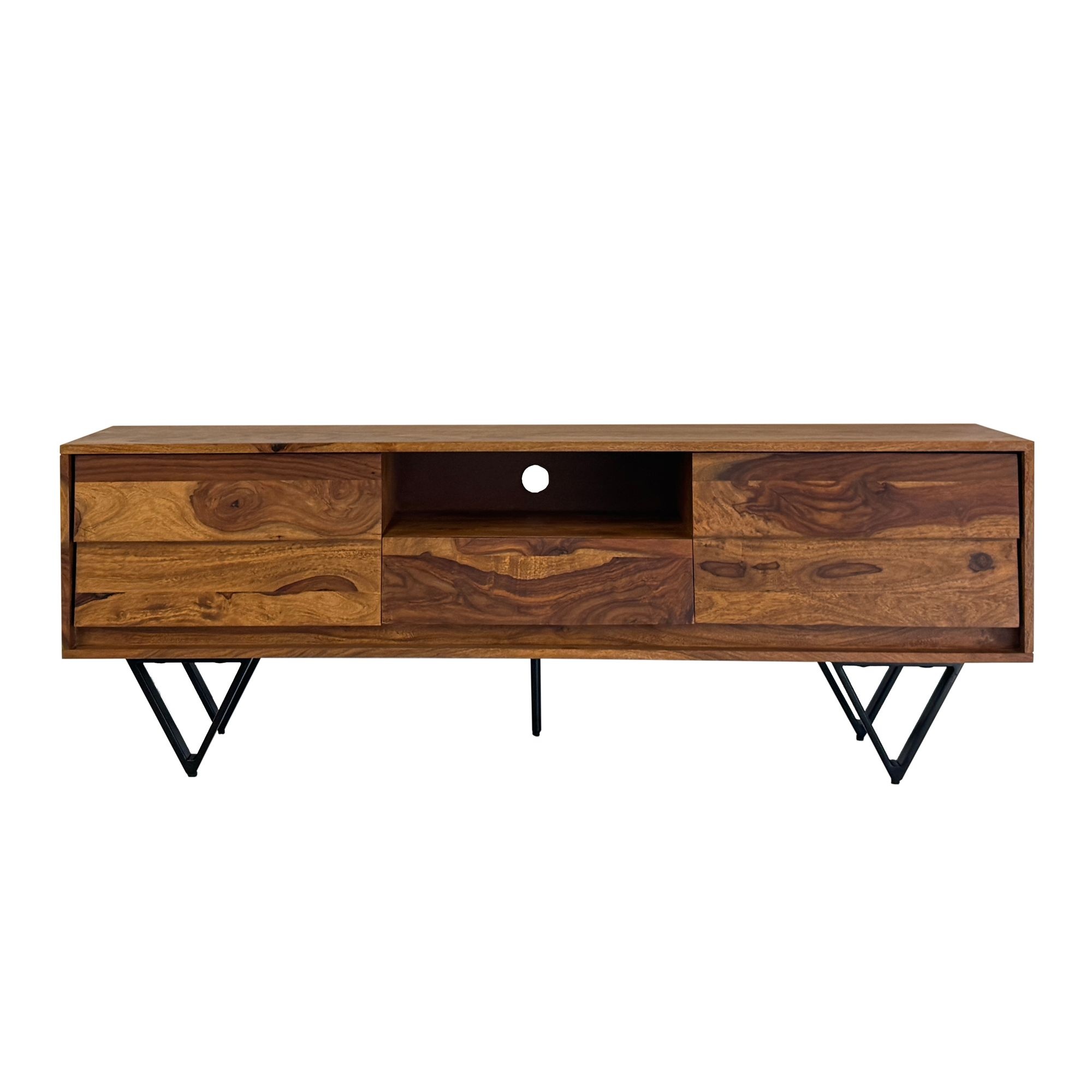 Tv-meubel TV- sheeshamhout zwart 160 cm - WL7.023