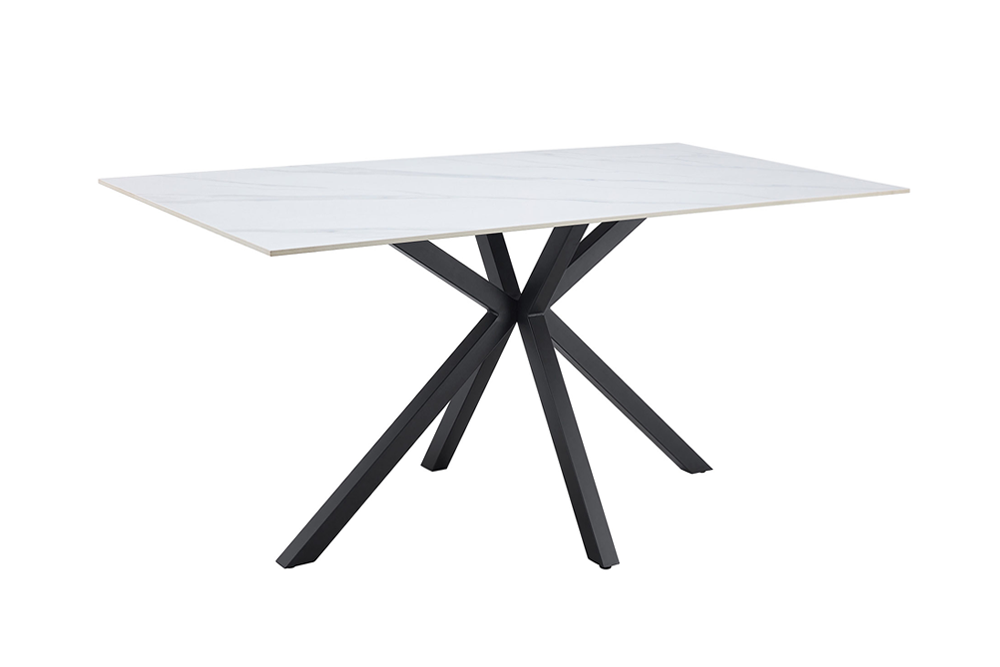 Eettafel GALAXIE 160cm met sterrenframe keramiek wit - 46901
