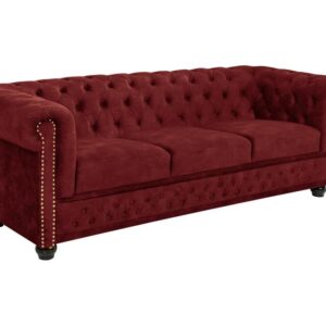 Chesterfield Fluwelen Driezitsbank CHESTERFIELD 205cm rood - 45247