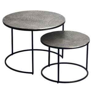 Bijzettafelset zilver aluminium 60x60 cm - WL7.345