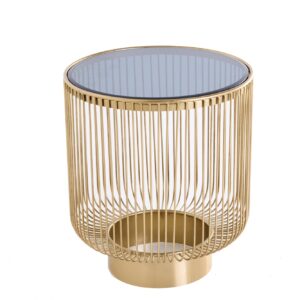 Moderne Salontafel VARIATION 40cm Goud met Zwart Glas - 43232