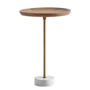 Bijzettafel mangohout marmer 40x40x55 cm - WL7.217