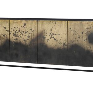 Dressoir OXID 180cm metaal zwart goud massief mangohout - 47587