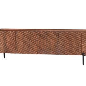 TV-bord ADLON 200 cm 3D massief mangohout met zwart frame - 47585