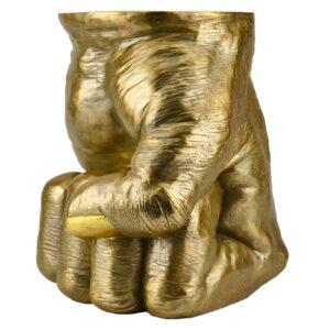 Bijzettafel VUIST 50 cm rond handgemaakt beeldje goud - 48011