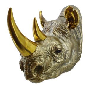 Wanddecoratie RHINO 40cm handgemaakt goud - 48019