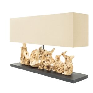 Tafellamp PURE UNIQUE 80 cm met lampenkap van drijfhoutlinnen in beige - 39625