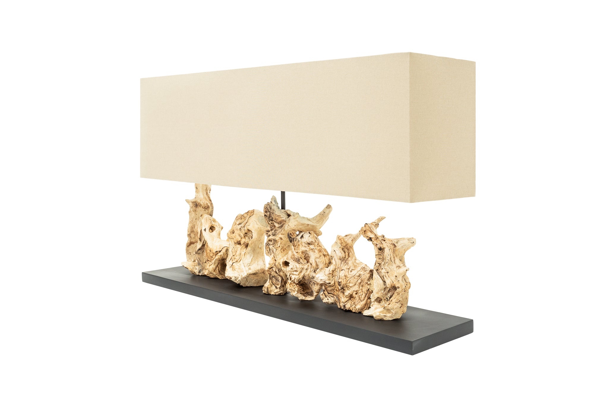 Tafellamp PURE UNIQUE 80 cm met lampenkap van drijfhoutlinnen in beige - 39625