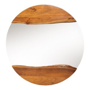 Wandspiegel LIVING EDGE 100 cm rond met natuurlijke rand, bruin acaciahout - 46492