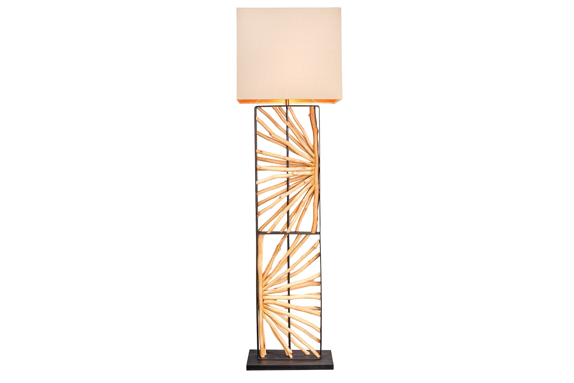 Vloerlamp EUPHORIA 165 cm lampenkap beige longanhout naturel - 44688