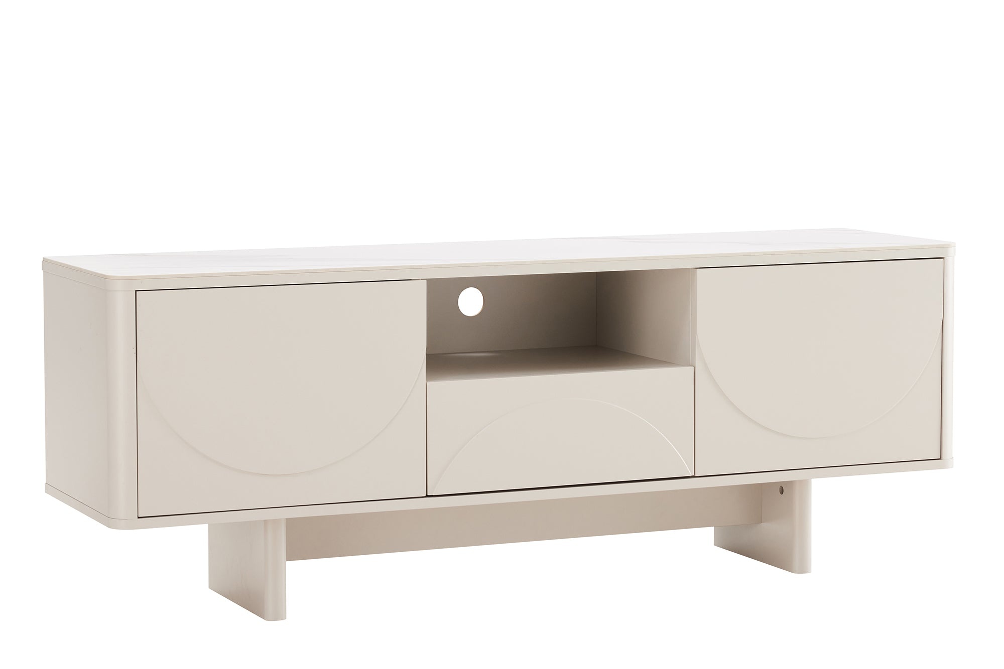 TV-meubel SAVOY 150cm 3D met wit marmeren keramisch blad - 47798