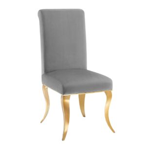 Stoel MODERN BAROCK fluweelgrijs met gouden roestvrijstalen poten - 47490