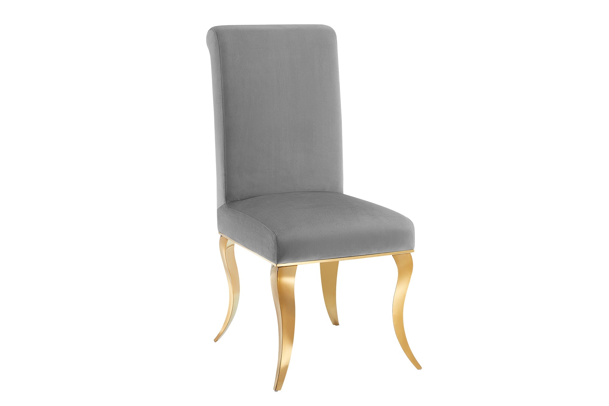 Stoel MODERN BAROCK fluweelgrijs met gouden roestvrijstalen poten - 47490