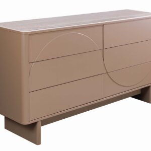 Dressoir SAVOY 150 cm 3D naturel met travertijnmarmeren keramisch blad - 47806