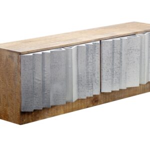 TV-meubel ZALVERO 150cm mangohout aluminium front natuurlijk zilver - 44477