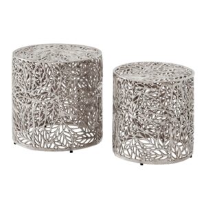 Bijzettafelset zilver aluminium 41x41 cm - WL7.369