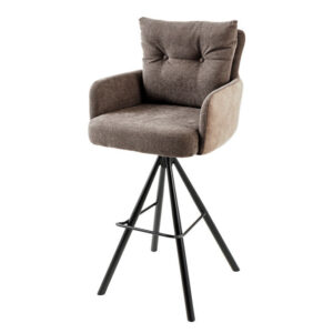 Barkruk BIG GEORGE met armleuningen, plat geweven fluweel, taupekleurig, draaibaar. - 44719